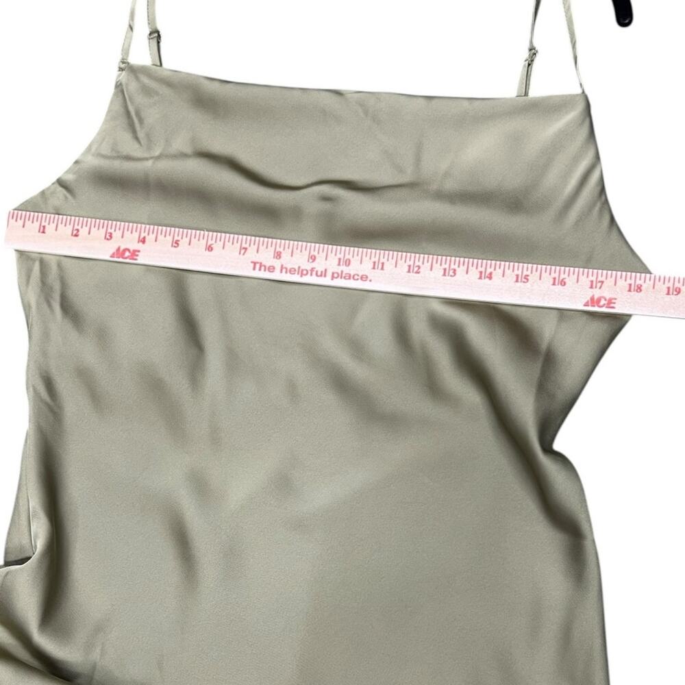 LuLus Olive Green Satin Inspired Slip Midi Dress NWOT Large - Picture 6 of 6